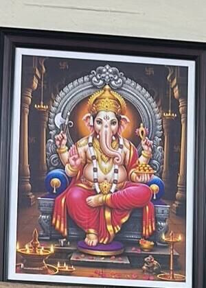 Siddhi Ganapathi on Throne framed print