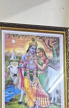 Radha Krishna with Kamadhenu framed print